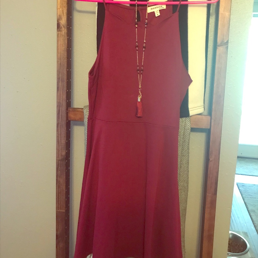 Garnet scalloped dress NWOT